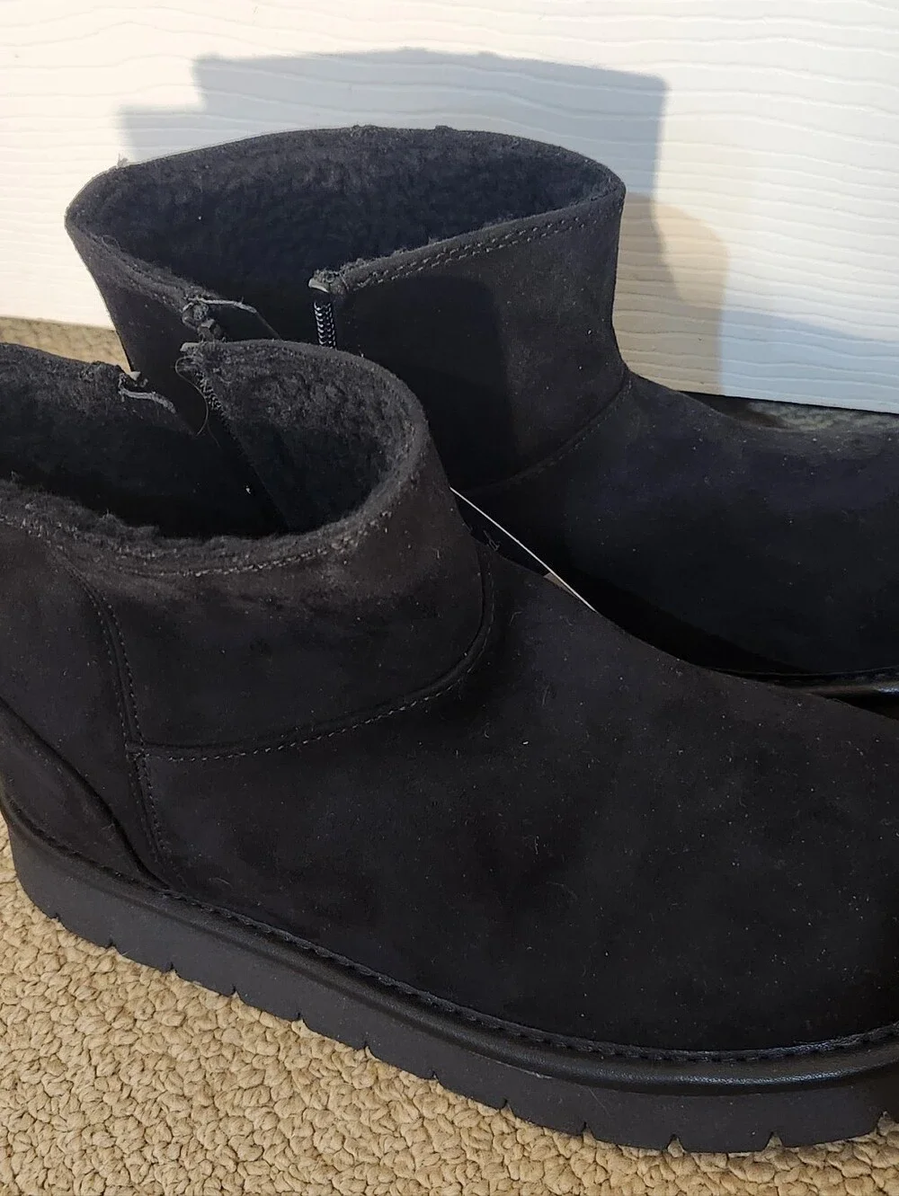 Women's Black Suede Winter Ankle Boots Size 8